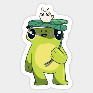 Frog with leaf Sticker